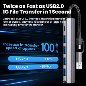 7 en 1 <span class=keywords><strong>USB</strong></span> <span class=keywords><strong>Hub</strong></span> 3.0 Splitter pour PC Portable Tablette Haute Vitesse Type C Station D'accueil pour <span class=keywords><strong>Bureau</strong></span> Travail <span class=keywords><strong>USB</strong></span> Disque - Product Image 5