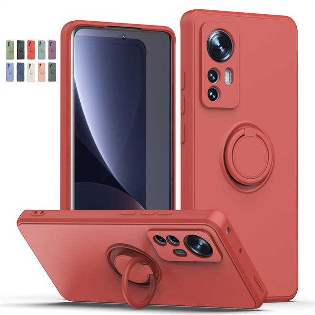 Magnetic Soft Silicone Back Case for Xiaomi 12T 11T 12 Pro / 12T 12X 12 Lite / Redmi K50 Ultra Phone Ring Holder Stand Cover