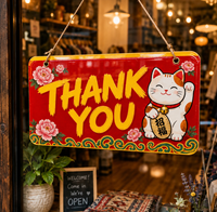 Panneau en acrylique personnalisé avec texte sur mesure, décoration de chat porte-bonheur à suspendre pour vitrine, idéal pour les magasins, cafés, restaurants et entreprises