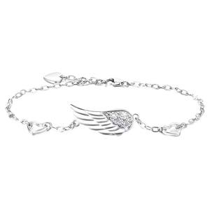 Nouveauté Bracelet en argent sterling 925 avec petit cœur d'amour et ailes, non décolorant, luxe léger pour petite amie, vente en gros d'usine - Product Image 6