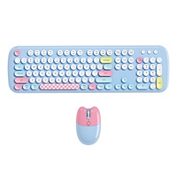 Ensemble clavier et souris sans fil pour filles, ensemble clavier et souris portable silencieux de couleur mixte mignon pour le bureau et la maison