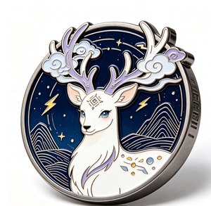 Custom Enamel Deer <b>Pin</b> Metal Brooch Round Chinese Style <b>Badge</b> for Gift and Fashion Accessory - Product Image 3