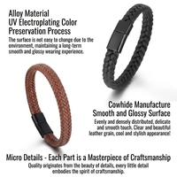 Bracelet en cuir pour homme avec fermoir magnétique, bracelet en cuir tressé pour homme