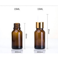 Flacon en verre ambré pour huiles essentielles cosmétiques 10ml 15ml avec compte-gouttes en verre et bouchon inviolable