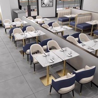 Ensembles de meubles de restaurant moderne sièges de stand de café de restauration rapide et tables à manger en métal doré ensemble de canapés et de chaises en gros