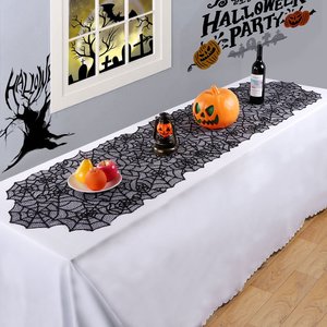 Decorazioni Halloween & natale 20x80 pollici pizzo nero Spider Web tovaglia di carta a forma di stella per eventi e feste - Product Image 3