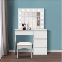 Meuble de coiffeuse blanc avec miroir, ensemble de chambre à coucher en bois moderne, meuble de rangement pour la maison