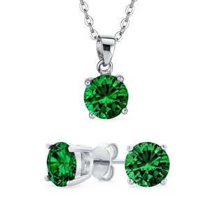 hot selling Red <b>Ruby</b> Jewelry Set Cubic Zirconia Bling White <b>Necklace</b> Pendant Earrings Set for Women Wedding Party Evening - Product Image 1