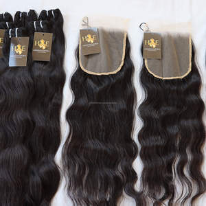Vague de corps brute cambodgienne bouclée dentelle frontale fermeture transparente cuticule alignée faisceaux de cheveux humains droits ondulés bruts avec frontale - Product Image 1