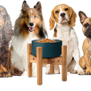 Support de gamelle pour animaux de compagnie en bambou à hauteur réglable, petit support de gamelle pour chat et chien pour la maison. - Product Image 5