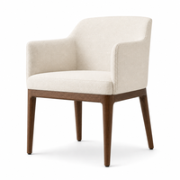 Fauteuil de salle à manger EMMA de style scandinave du milieu du siècle, rembourré, avec pieds en chêne américain massif et dossier incurvé, pour la salle à manger à domicile
