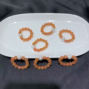 Natural Ice Red Southern Red Round <strong>Agate</strong> <strong>Bead</strong> Women's Ring Jewelry From Shanwei - Product Image 4