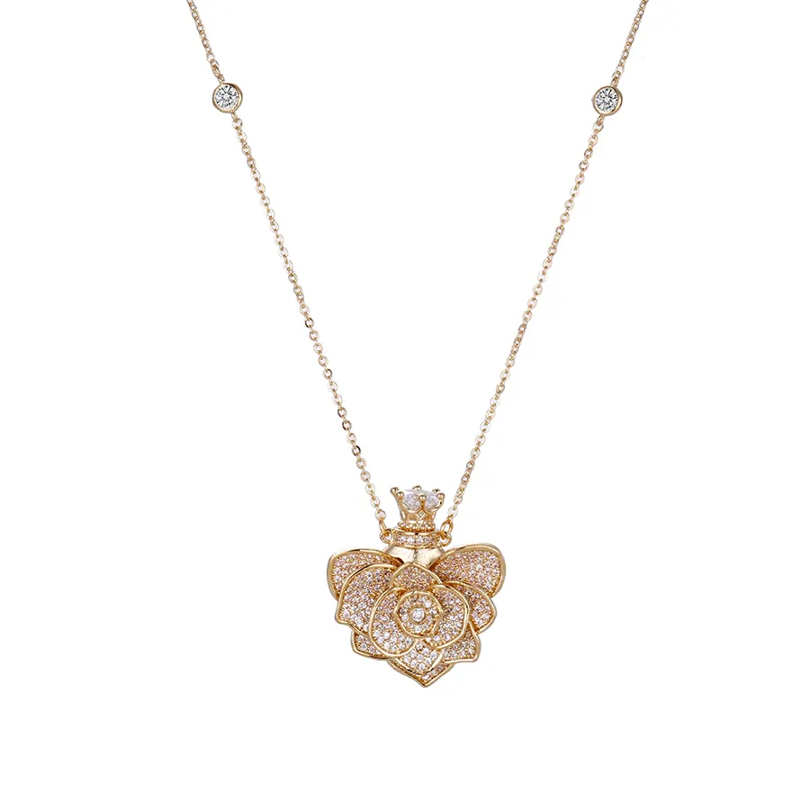Necklace-00651 xuping zarif altın kolye petal şekilli renkli zirkon bayanlar kolye hediye