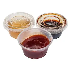 Tasses à sauce 0.5oz 1oz Tasses à portions en plastique jetables avec couvercles, récipients en plastique transparent avec couvercles