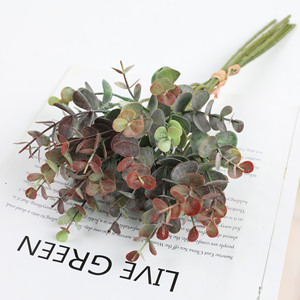 도매 14.56인치 높이 플라스틱 실크 인조 유칼립투스 잎 부케 실내외 웨딩 장식용 - Product Image 5