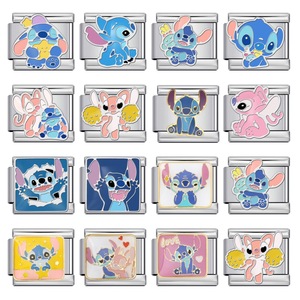 <b>Stitch</b> Cartoon Italian Modular Bracelet <b>Charm</b> Set Unisex DIY Jewelry Gift Titanium Steel - Product Image 1