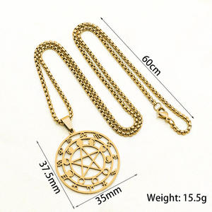 Collar de Joyería de Moda para Mujer, Collar con Colgante de Estrellas Redondas de Acero Inoxidable, Joyería Fina - Product Image 3