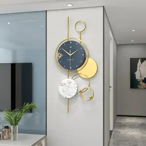 Relógios de parede luxuosos 3D de metal decorativos modernos e contemporâneos para sala de estar, tamanho grande e grande, verticais, para decoração de casa