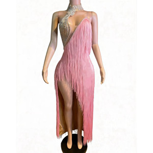 Vestido de Baile Latino con Flecos Plateados para Mujer, Vestido de Competición de Salsa con Pedrería, Traje Profesional para <span class=keywords><strong>Tango</strong></span>, <span class=keywords><strong>Cha</strong></span> <span class=keywords><strong>Cha</strong></span>, Fiesta de Baile - Product Image 4