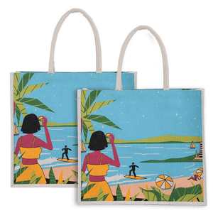 Grand sac de courses écologique personnalisé en jute avec impression numérique intégrale, fabriqué en Inde, dans le Bengale occidental à Kolkata - Product Image 1