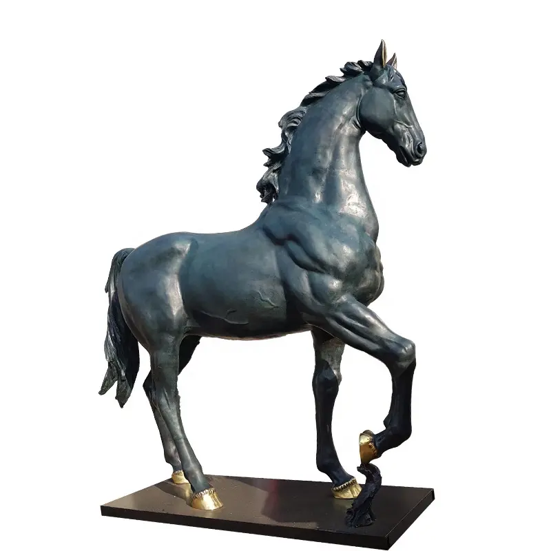 Statues de jardin de cheval de marche en bronze de cuivre véritable taille réelle de coulée antique à vendre