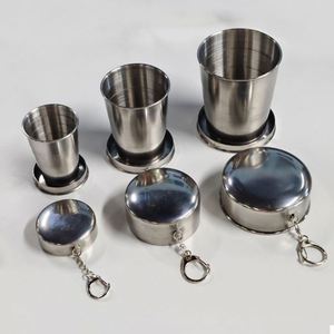 Eco-Friendly Stainless Steel Folding Drinking <b>Cups</b> Different Capacity <b>Camping</b> Collapsible <b>Cups</b> for Outdoor Travel - Product Image 1