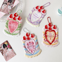 Porte-cartes PVC mignons et kawaii en forme de dessin animé, étuis de présentation pour photocartes d'idols de 3 pouces, protège-badges d'étudiant et breloques de sac
