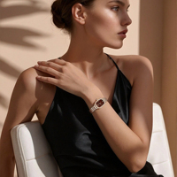 Montre-bracelet de luxe pour femme en gros, à quartz, en acier inoxydable or rose, avec cadran en nacre, personnalisable avec logo