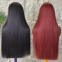 Perruque frontale en dentelle HD 13x4 pré-épilée, cheveux vietnamiens bruts alignés sur les cuticules, lisses comme des baguettes, sans colle, en cheveux humains, vente en gros