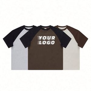 High Quality Blank Mixcolor Unisex Custom Print Logo Cotton American Retro Style <b>Tshirts</b> for Men Summer - Product Image 1