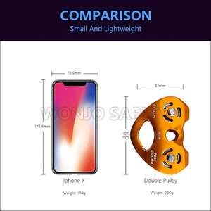 Polea de <span class=keywords><strong>escalada</strong></span> de polea doble de doble eje para coche de Cable de aleación de aluminio de alta resistencia con polea de coche de Cable de buena estabilidad - Product Image 2