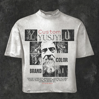 T-shirt da uomo oversize in cotone 100% da 400g, vestibilità regolare, lavaggio acido vintage, stampa digitale, stile hip hop, personalizzabile all'ingrosso