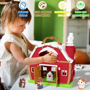 Huiye Vorschule Montessori Lernspiel zeug Nutztier <span class=keywords><strong>Finger</strong></span> puppen Set Farm Animal House Toy - Product Image 5