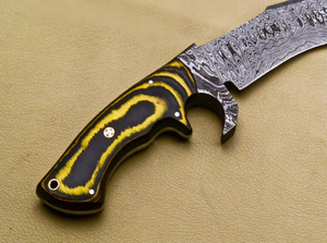 Magnifique couteau de chasse artisanal en acier Damas, idéal pour le camping en extérieur, cadeau de collection, 13 pouces, pointe tombante, Bowie, manche en bois - Product Image 4