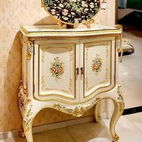 Accents de feuille d'or peints à la main vitrine de luxe en bois massif Table Console de hall d'entrée romantique français pour le salon