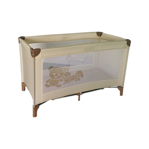 .Beige Portable Playard Comfortable Kids Furniture <strong>Big</strong> Travel Cot Bed for Child Newborn <strong>Crib</strong> for Hotel Endurable Playpen - Product Image 3