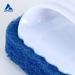 Amigo Scouring Pad With Handle <b>Blue</b> And White Rectangle For Kitchen Sink Tile Cleaning - Product Image 2