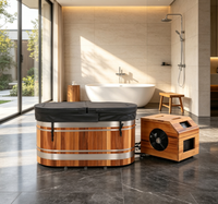 Baignoire de récupération portable en bois de cèdre rouge en forme de U pour 1 personne, pour usage hôtelier moderne, bain froid extérieur, bain de glace en baril
