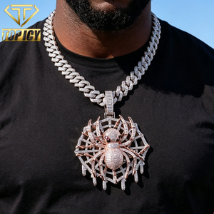 Collana di Alta Qualità con Ciondolo a Forma di <span class=keywords><strong>Ragno</strong></span> e Ragnatela, Placcata in Due Tonalità, con Zirconi 5A e Catena Tennis - Product Image 1