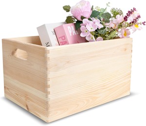 Große Holzkisten mit Handgriffen Kiefernholz Kreative Deko-Holzkiste Stapelbare Kiste Multifunktionale Bastelkiste - Product Image 5