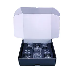 Custom Made Cheap Corrugated Liquor Set Packaging Boxes Champagne Whisky Red Wine Bottles Glass Paper Mailer Box