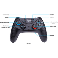 Manette de jeu sans fil avec double vibration turbo et support de téléphone à ventouses pour PC, téléphones mobiles Android/iOS et boîtiers TV