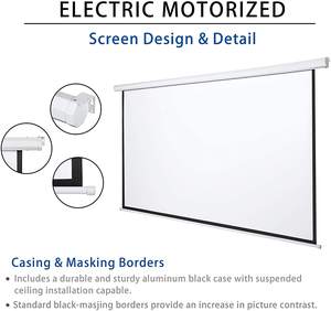 Écran de projection <span class=keywords><strong>motorisé</strong></span> électrique de haute qualité 100 ''120''150''180'' pour montage mural/au plafond de cinéma à domicile avec format 16:9 - Product Image 5