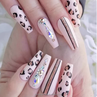 Vente en gros directe d'usine, ongles press-on en forme de ballerine, faits à la main, logo personnalisé