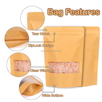 Sachet d'emballage personnalisé en papier kraft imprimé avec fermeture éclair et fenêtre, idéal pour les granola, les amandes et les noix de thé