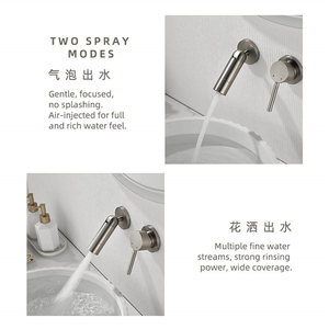 Jestar Minimalist Brushed Nickel All Copper Wall Mounted Basin Faucet Single Handle Hot Cold Water Universal Folding - Product Image 5