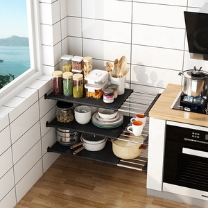 24/36/45cmhot vendita di fascia alta in plastica per la casa casa organizer <span class=keywords><strong>telescopico</strong></span> bordo <span class=keywords><strong>scaffale</strong></span> di stoccaggio senza punzonatura, ripiano di stoccaggio salvaspazio - Product Image 6
