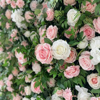 Künstliche Blau-Weiße Rosen-Hortensien-Blumenwand 5D Stoff-Rollup Blumen-Hintergrund für Hochzeit Geburtstag Party Fotobox Dekoration