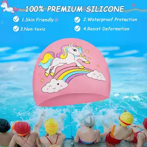 Cappello da bagno personalizzato con Logo personalizzato in Silicone 100% ambientale accettabile personalizzato per cuffia da nuoto resistente allo sbiadimento di colore per adulti