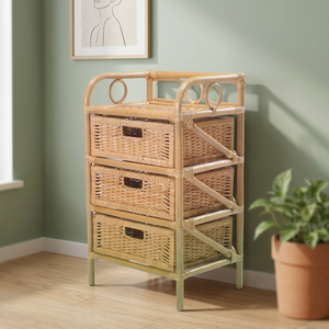 Mueble de decoración para el hogar, mueble de ratán natural, con 4 cajones de almacenamiento - Product Image 2